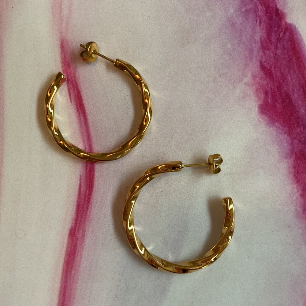 Gold Textured Hoop Earrings